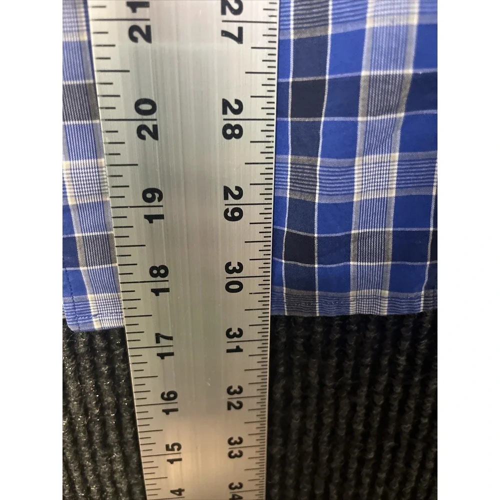 Banana Republic Shirt Men Large Blue Plaid Button Down Long Sleeve Slim Fit L‎